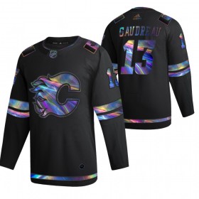 Calgary Flames tröja Johnny Gaudreau 13 2021-22 Iriserande holografisk Svart Authentic - NHL Tröjor Herr